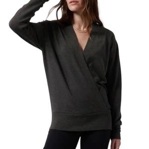 Athleta charcoal gray “Purana” faux wrap top